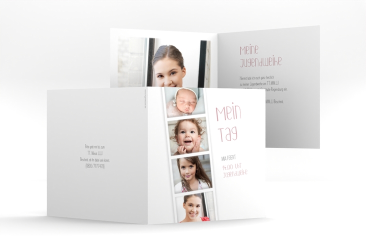 Einladung Jugendweihe Photostrip quadr. Klappkarte