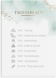 Tagesablauf Leinwand Hochzeit Pastell 50 x 70 cm Leinwand mint
