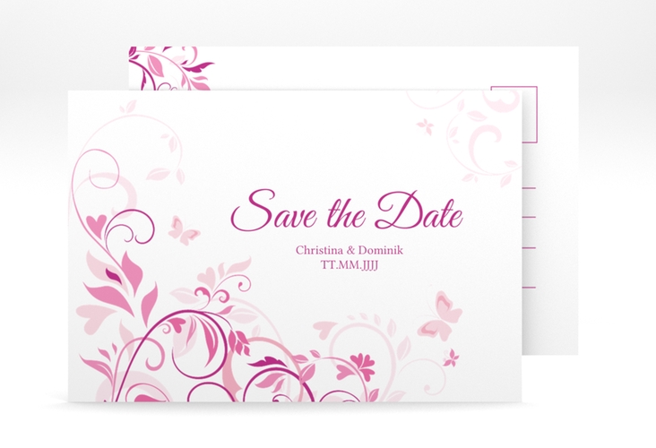 Save the Date-Postkarte Lilly A6 Postkarte pink hochglanz