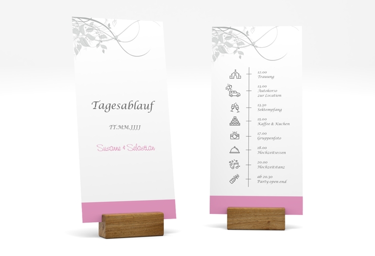 Tagesablauf Hochzeit Florenz lange Karte hoch rosa