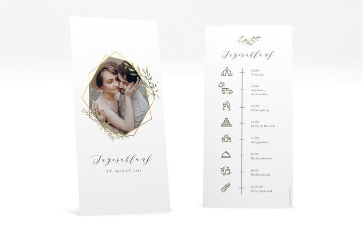 Tagesablauf Hochzeit Acacia lange Karte hoch weiss