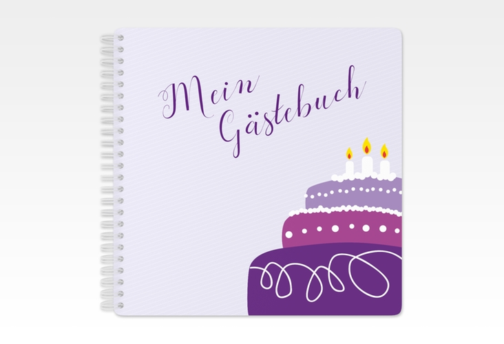 Gästebuch Geburtstag Cake Ringbindung flieder