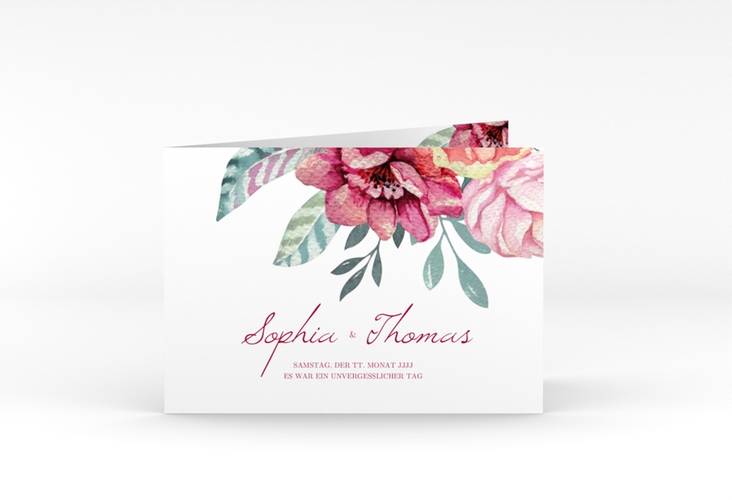 Dankeskarte Hochzeit Blooming A6 Klappkarte quer weiss