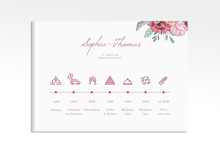 Tagesablauf Leinwand Hochzeit Blooming 70 x 50 cm Leinwand weiss