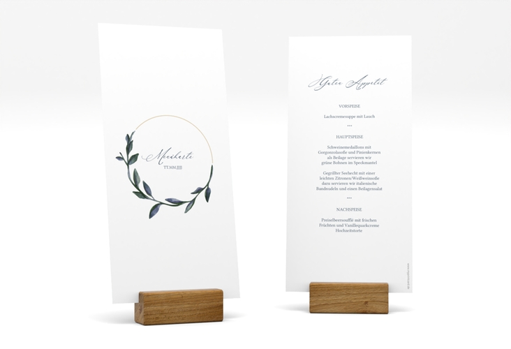 Menükarte Hochzeit Botanica lange Karte hoch weiss hochglanz