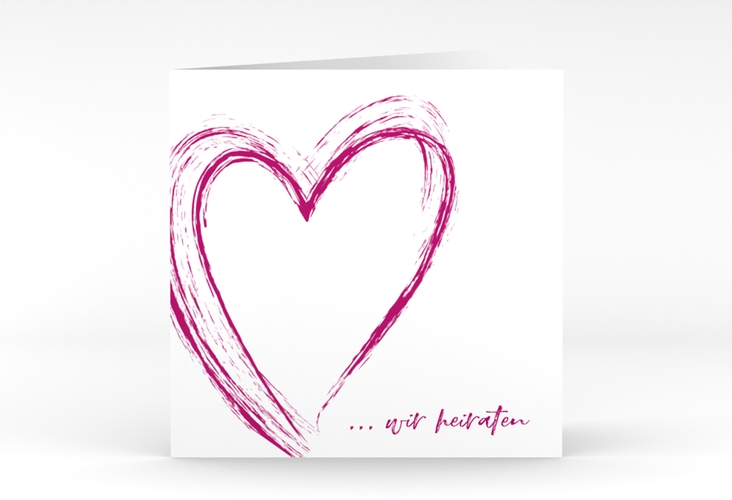 Hochzeitseinladung Liebe quadr. Klappkarte pink hochglanz
