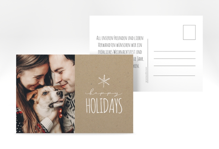 Weihnachtskarte Holidays A6 Postkarte Kraftpapier hochglanz