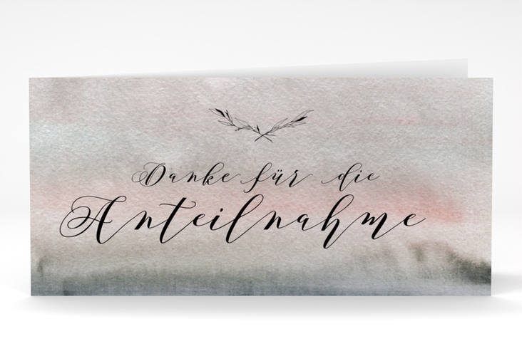 Danksagungskarte Trauer Horizont lange Klappkarte quer grau in Aquarell-Optik