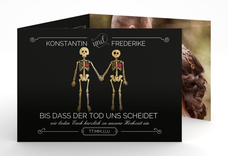 Hochzeitseinladung Bones A6 Doppel-Klappkarte