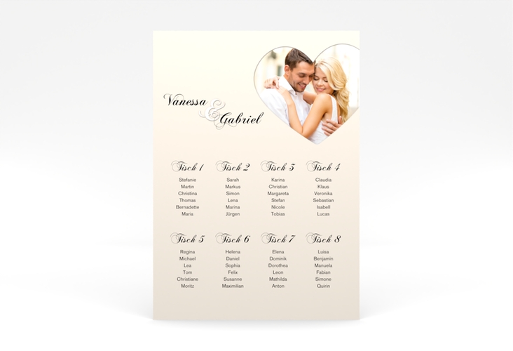 Sitzplan Poster Hochzeit Sweetheart 50 x 70 cm Poster beige