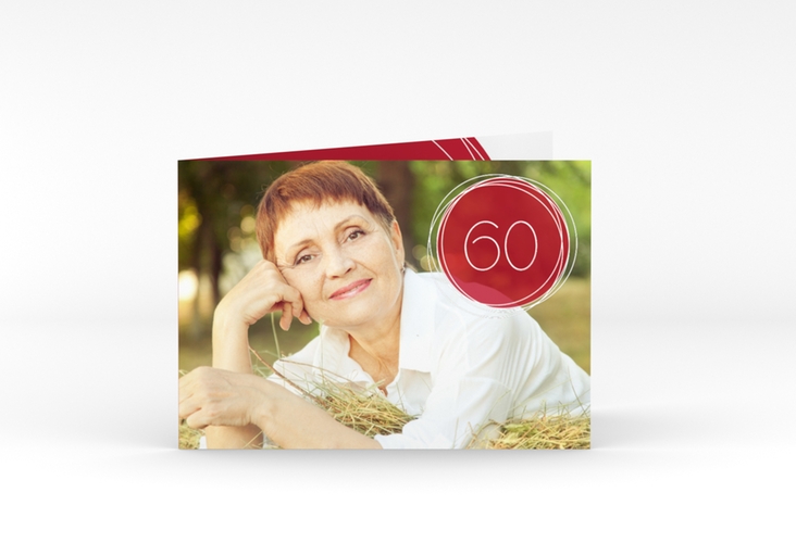 Einladung 60. Geburtstag Twister A6 Klappkarte quer hochglanz