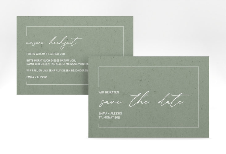 Save the Date-Karte Simple Line A6 Karte quer gruen