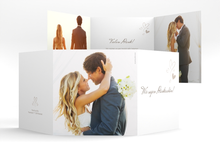 Dankeskarte Hochzeit Purity quadr. Doppel-Klappkarte weiss