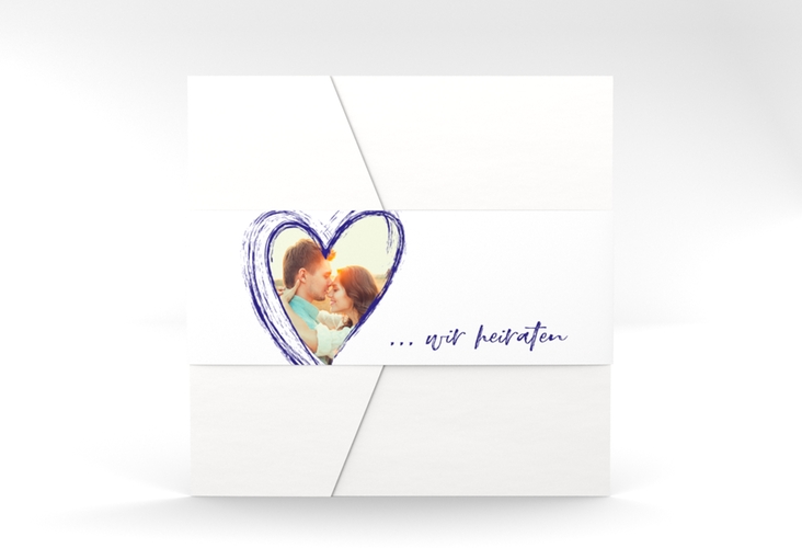 Hochzeitseinladung Liebe Pocketfold blau