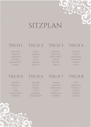 Klick: Details zu Sitzplan Poster Hochzeit "Vintage" anzeigen Sitzplan Poster Hochzeit Vintage 50 x 70 cm Poster grau mit floraler Spitze