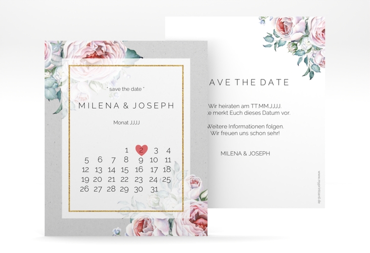 Save the Date-Kalenderblatt Embrace Kalenderblatt-Karte grau