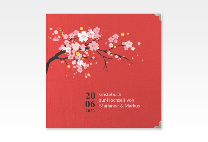 Gästebuch Selection Hochzeit Sakura Leinen-Hardcover rot