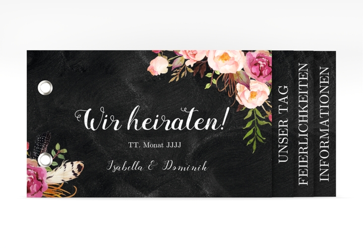 Hochzeitseinladung Flowers Booklet hochglanz mit bunten Aquarell-Blumen