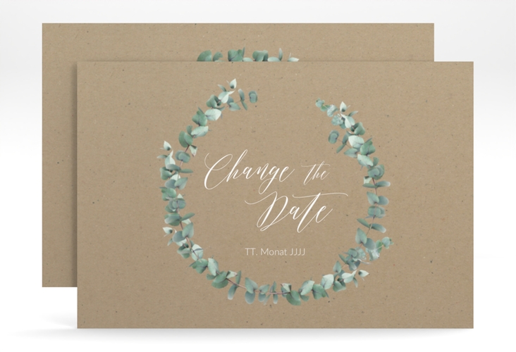 Change the Date-Karte Silverleaf A6 Karte quer Kraftpapier mit Eukalyptus-Zweig