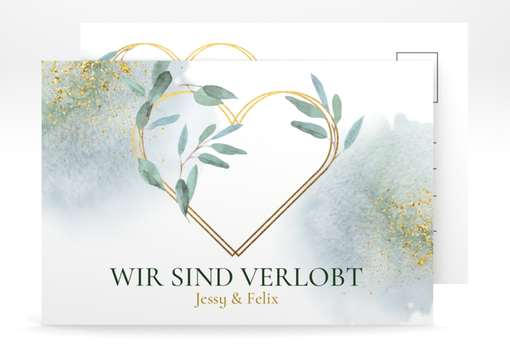 Verlobungskarte Hochzeit Amore A6 Postkarte weiss