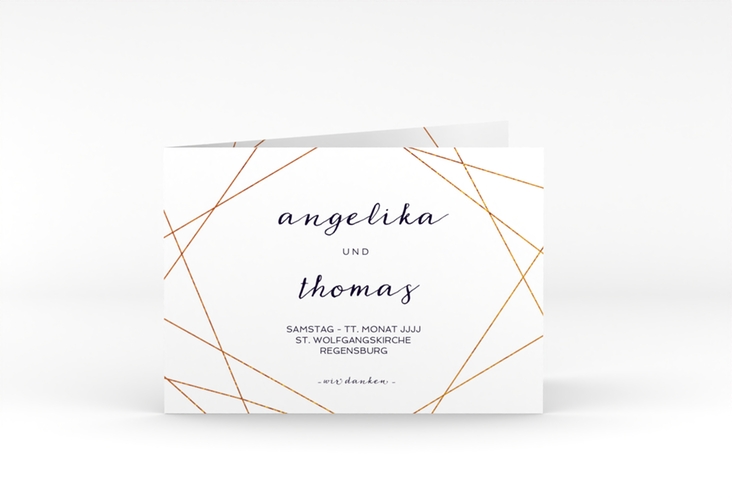 Danksagungskarte Hochzeit Asymmetry A6 Klappkarte quer weiss hochglanz