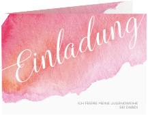 Einladungskarte Jugendweihe Coloured A6 Klappkarte quer rot