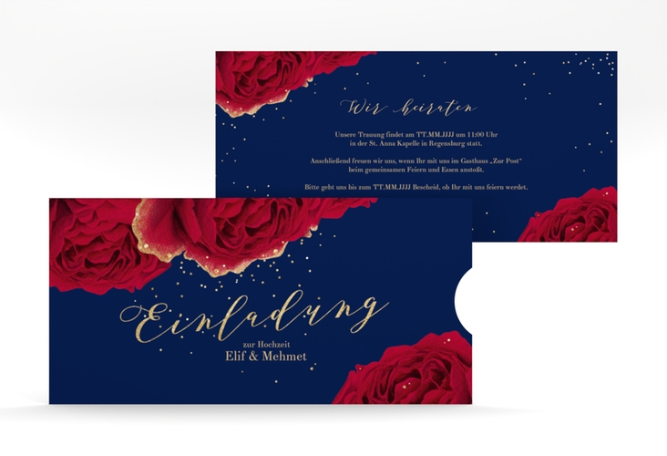 Hochzeitseinladung Cherie Einsteckkarte blau