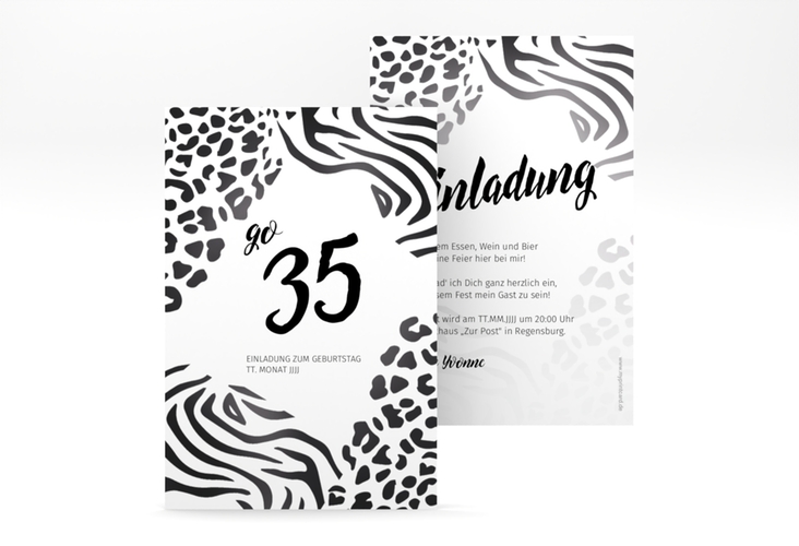 Einladung Geburtstag Wild A6 Karte hoch hochglanz mit Animal Print