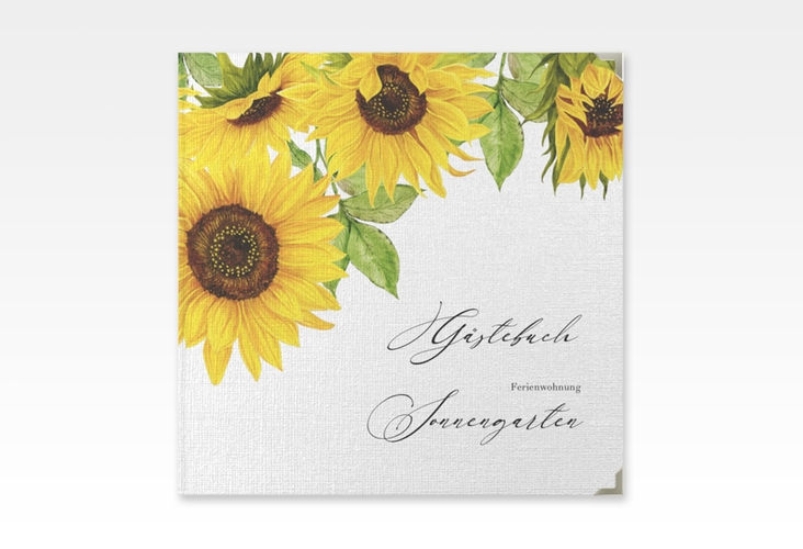 Gästebuch Selection Ferienwohnung Sonnengarten Leinen-Hardcover weiss mit Sonnenblumen