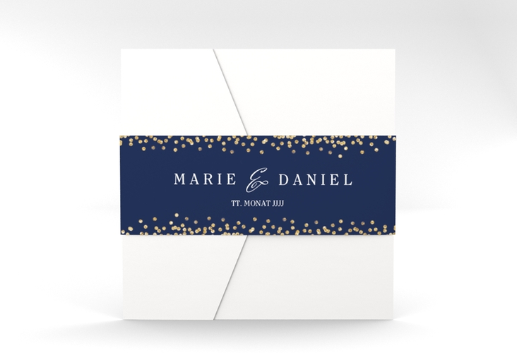 Hochzeitseinladung Glitter Pocketfold blau hochglanz