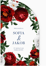 Klick: Details zu Hochzeitseinladung "Florista" anzeigen Hochzeitseinladung Florista mittlere Bogen-Wickelfalzkarte weiss