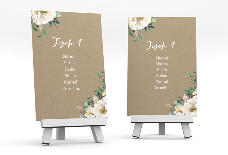 Tischaufsteller Hochzeit Ivory Tischaufsteller Kraftpapier