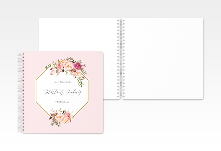 Gästebuch Hochzeit Prachtvoll Ringbindung rosa