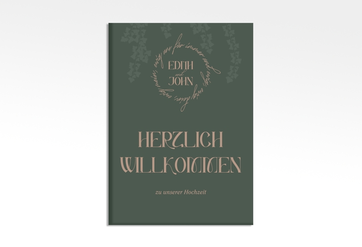 Willkommensschild Leinwand Efeugrün 50 x 70 cm Leinwand gruen im Fantasy-Elfen-Design mit Efeu