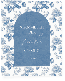 Stammbuch A4 Blue Floral Stammbuch A4 blau mit blauem Blumenmuster auf weißem Grund