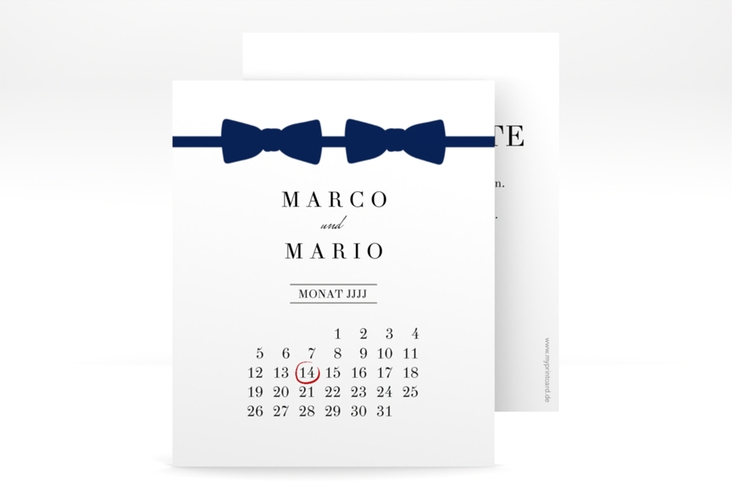 Save the Date-Kalenderblatt Suits Kalenderblatt-Karte blau hochglanz