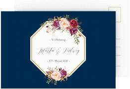 Klick: Details zu Verlobungskarte Hochzeit "Prachtvoll" anzeigen Verlobungskarte Hochzeit Prachtvoll A6 Postkarte blau