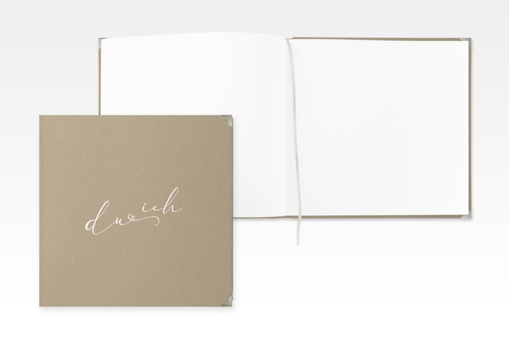 Gästebuch Selection Hochzeit Zweisamkeit Leinen-Hardcover Kraftpapier im minimalistischen Stil mit Aufschrift du & ich