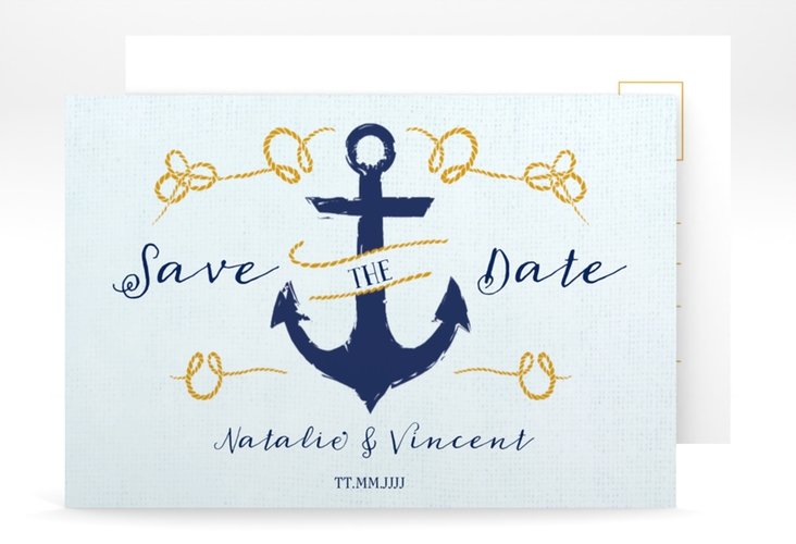 Save the Date-Postkarte Anker A6 Postkarte tuerkis hochglanz