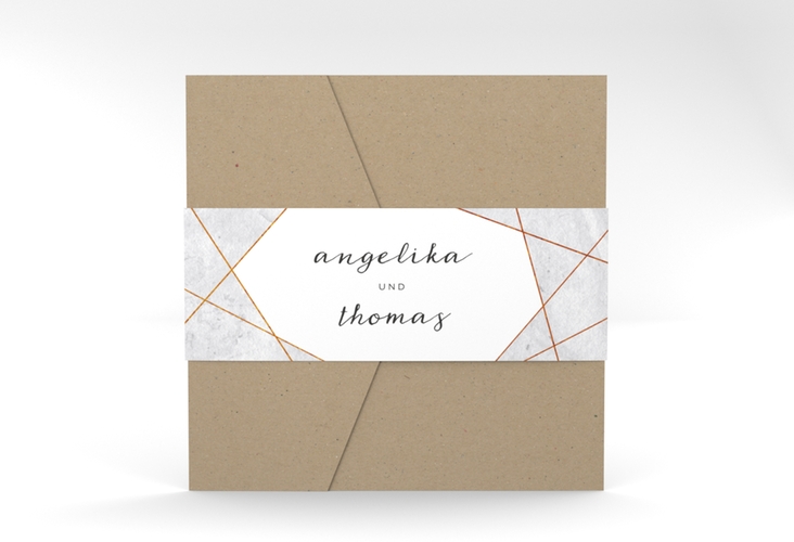 Hochzeitseinladung Asymmetry Pocketfold grau hochglanz