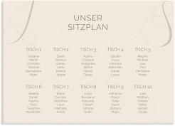 Sitzplan Leinwand Hochzeit Eheschließung 70 x 50 cm Leinwand beige