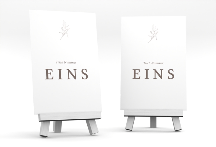 Tischnummer Hochzeit Ivy Tischaufsteller weiss minimalistisch mit kleiner botanischer Illustration