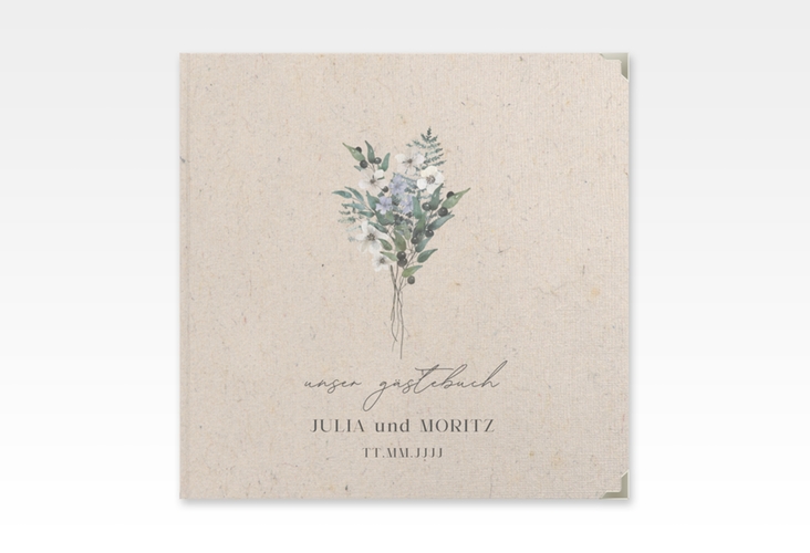 Gästebuch Selection Hochzeit Sträußchen Leinen-Hardcover Kraftpapier mit kleinem Blumenbouquet im Nostalgie-Design