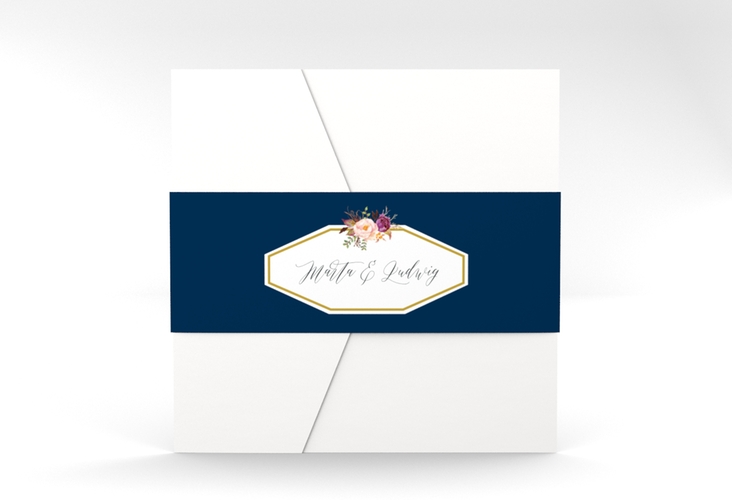 Hochzeitseinladung Prachtvoll Pocketfold blau