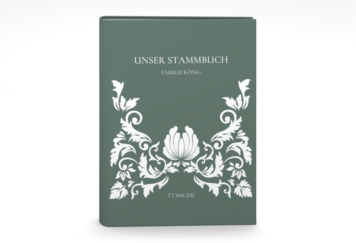 Stammbuch A5 Royal Stammbuch A5 gruen mit barockem Blumen-Ornament
