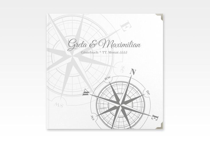 Gästebuch Selection Hochzeit Windrose Leinen-Hardcover grau