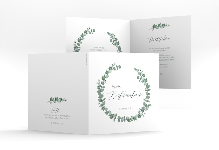 anksagung Konfirmation Sealed quadr. Klappkarte weiss