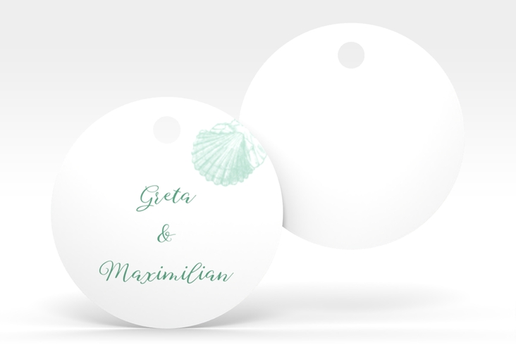 Geschenkanhänger Hochzeit Muschelreich Geschenkanhänger, rund mint