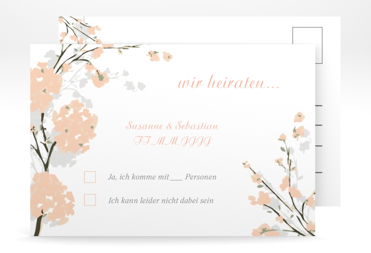Antwortkarte Hochzeit Salerno A6 Postkarte apricot
