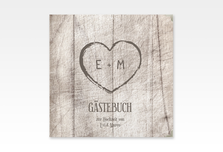 Gästebuch Selection Hochzeit Wood Leinen-Hardcover weiss